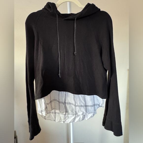 Generation Love Plaid Layered Black Hoodie - S Grunge WhimsiGoth - Picture 2 of 6